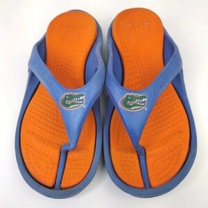 CROCS Blue and Orange Flip Flops